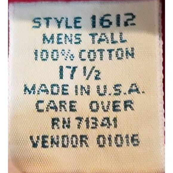 L.L. Bean Chamois Shirt Men’s 17.5 Tall Red Long Sleeve Button Up Style 1612 USA - Picture 2 of 6